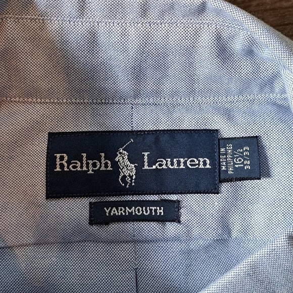 Mens Ralph Lauren button-down shirt chambray  blue color size 16 1/2 32/33 - Picture 2 of 5